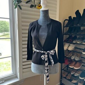 WHBM Belted Button Cardigan lined with contrasting fabric size small